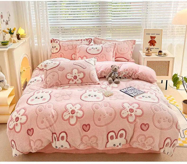 Florale Milchfleece – Moderne Doppelbettdecke 220x240