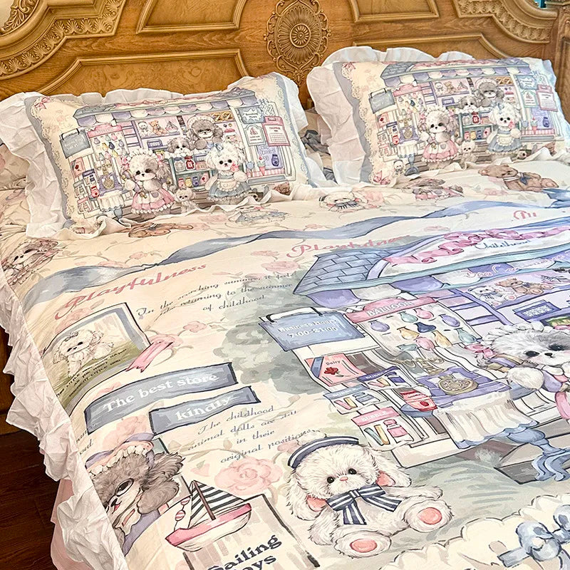 Baumwoll-Bettwäsche – Prinzessin-Stil – Twin, Queen, Double