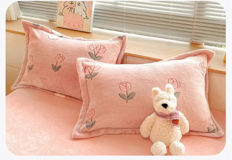 Florale Milchfleece – Moderne Doppelbettdecke 220x240