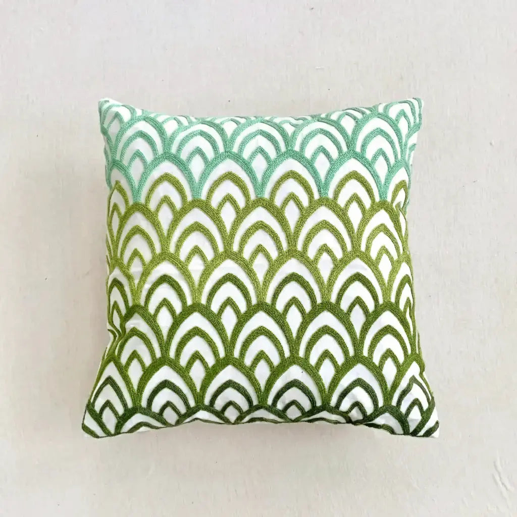 Grüne Blatt Stickerei Kissenbezug – Modernes Baumwolle 45x45cm