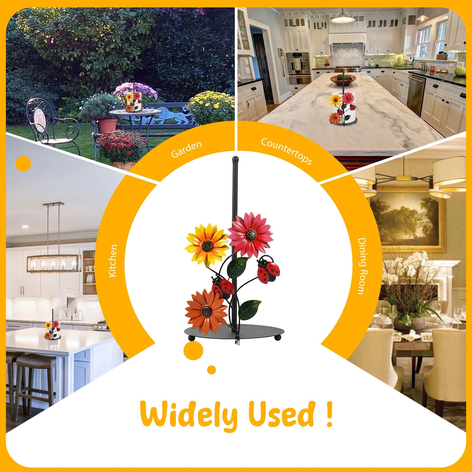 Sonnenblumen-Küchenrollenhalter – Vintage-Metall – 18 x 33 cm