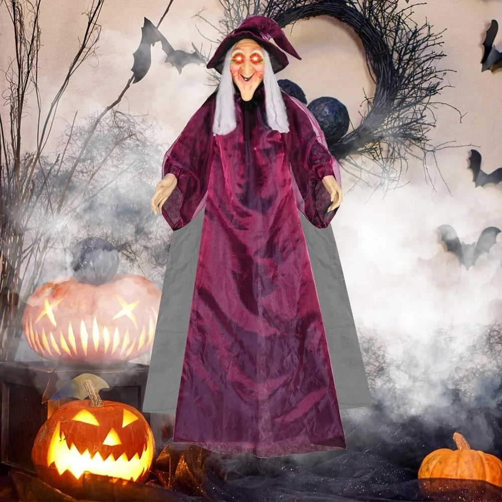 Halloween Hexen Animatronic – Gruseliges Purple Outdoor Prop