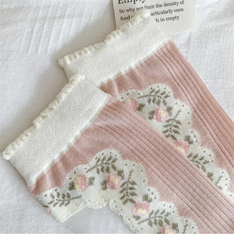 Damensocken – Koreanisch Floral – Atmungsaktives Design