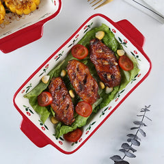 Keramik Backform – Doppelgriff Pflanzenmuster