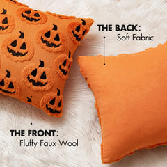 Halloween Kürbis Kissenbezug – Faux Wolle – 45x45CM