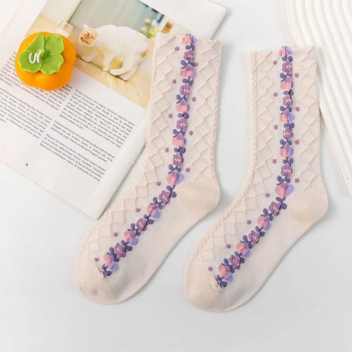 Vintage Floral Socken – Retro Harajuku Stil – Atmungsaktive Baumwolle