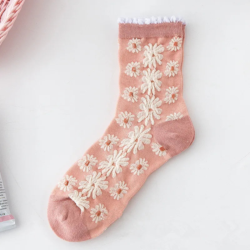Vintage Floral Socken – Retro Harajuku Stil – Atmungsaktive Baumwolle