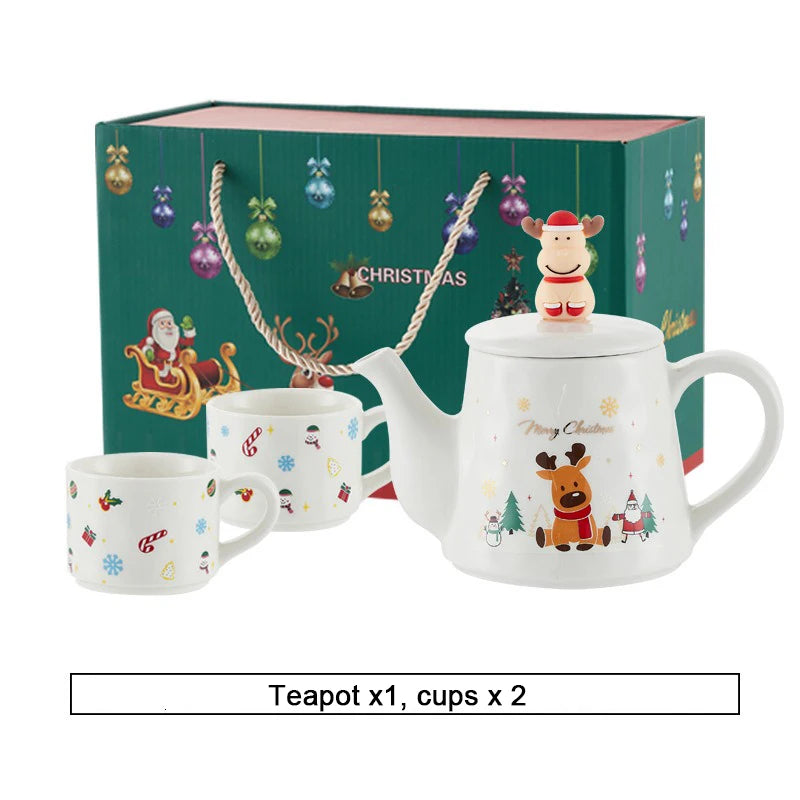 Keramik Weihnachts-Teeservice – Edles Design – 2 Tassen Set