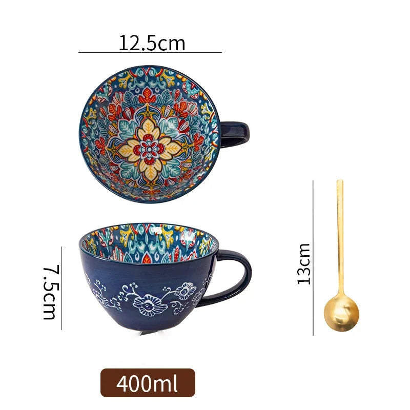 Keramik Frühstücksbecher – Boho – Grosse Kapazität