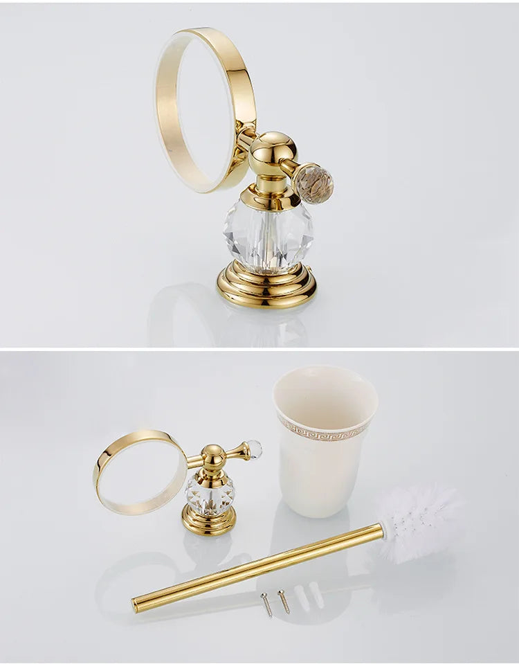 Edelstahl WC-Bürste – Gold Kristall Design – Bad Set