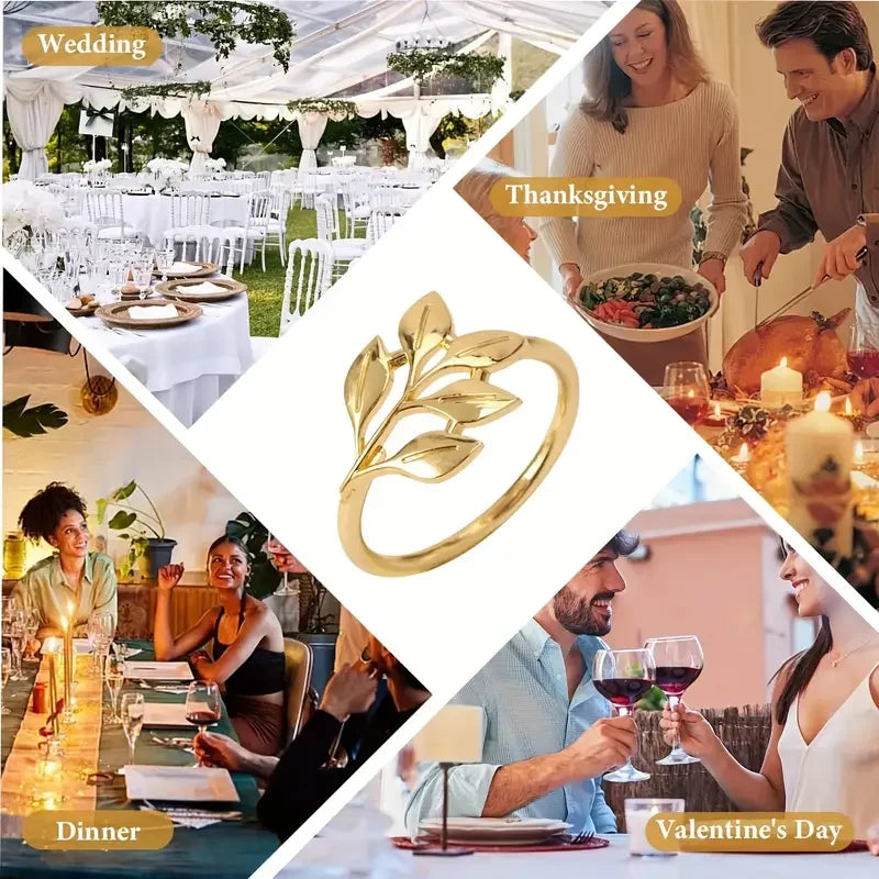 Serviettenringe – Metallblatt-Design – 6er Set