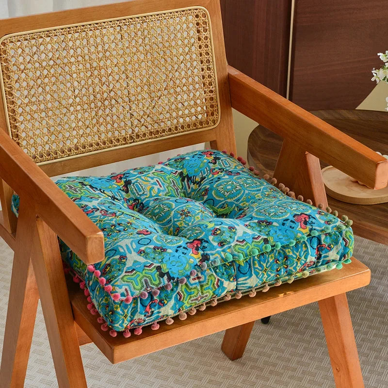 Boho Tatami Sitzkissen – Florales Design 40x40cm