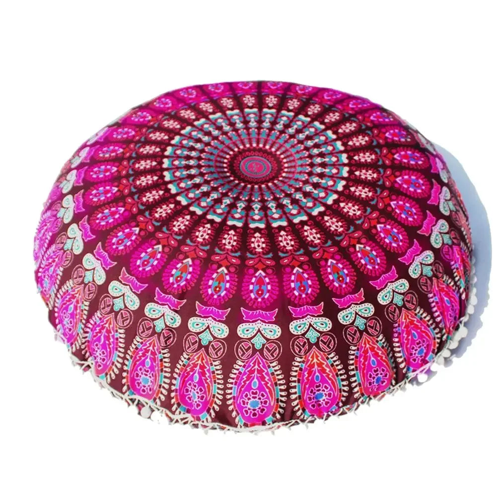 Runde Leinen-Kissenhülle – Mediterraner Stil – 43x43cm