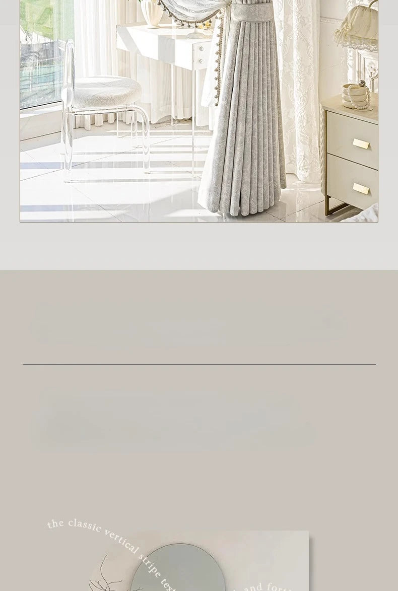 Beige Jacquard Vorhänge – Chenille Design für Villen