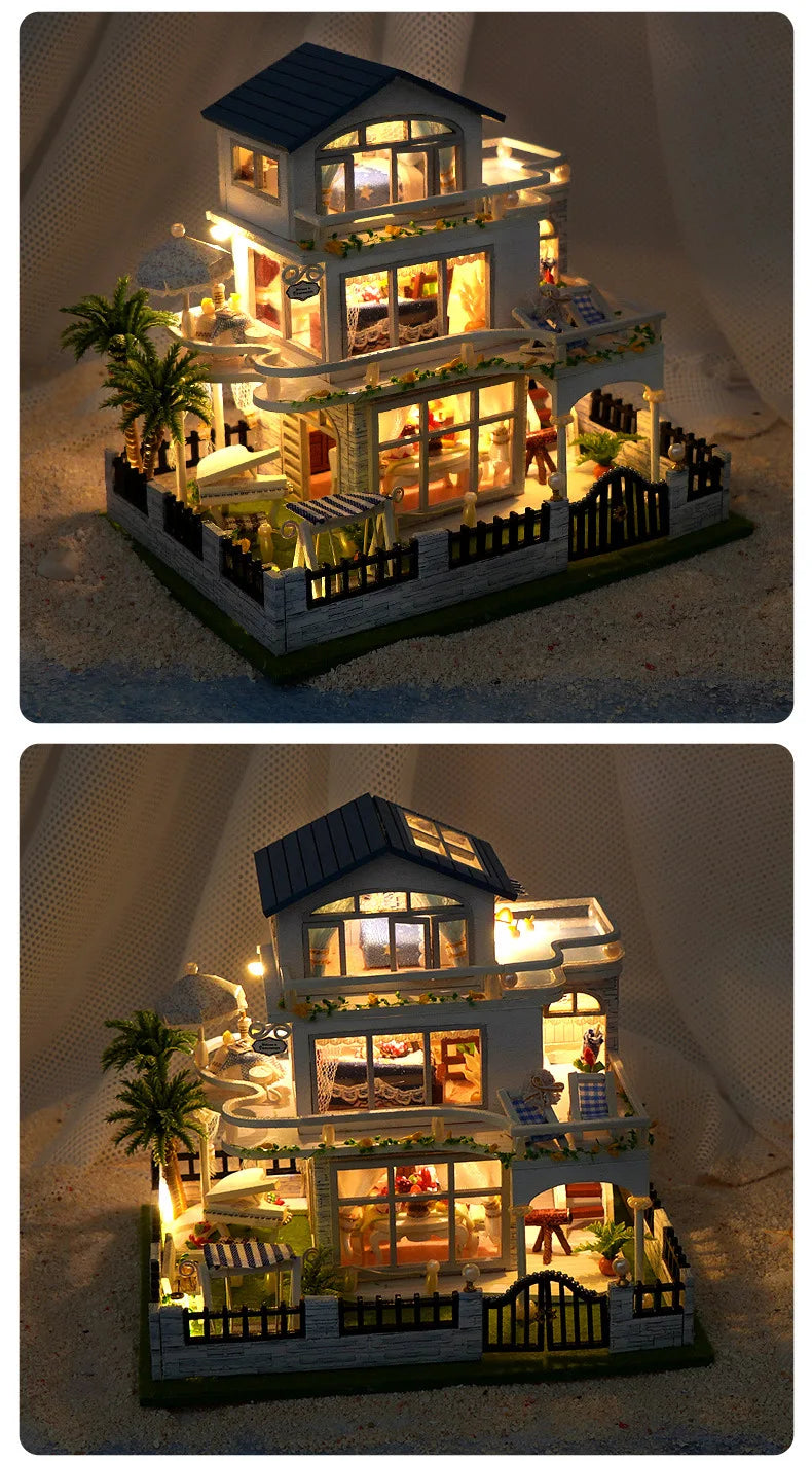 Miniatur-Puppenhaus-Set – Handgefertigtes Holz – 16*4*12,5cm