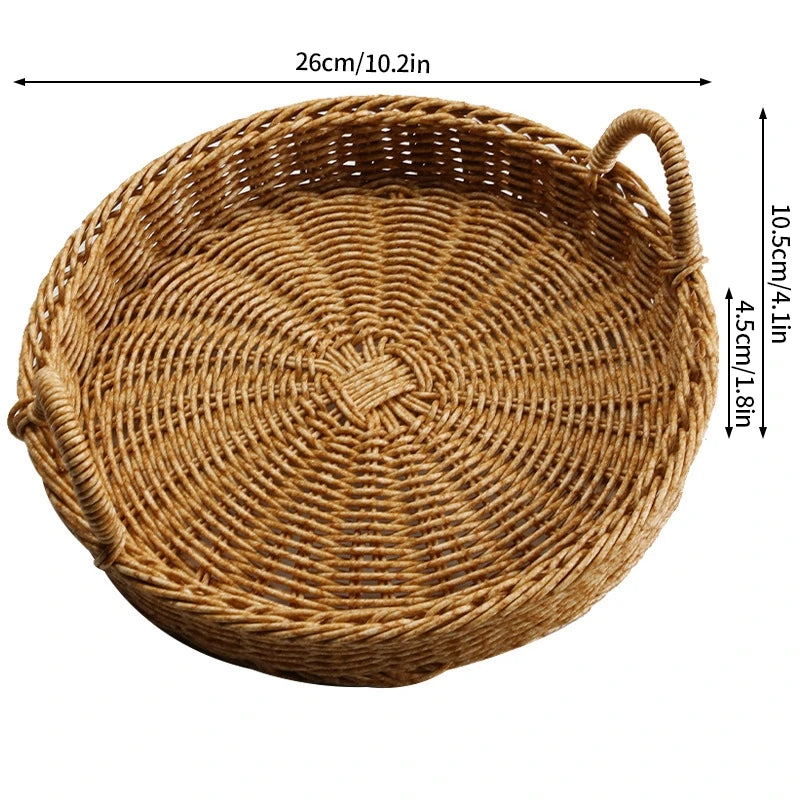 Runder Rattan Korb – Rustikales Design mit Holzgriff