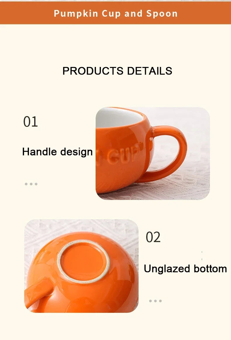 Keramik Kürbistasse – Cartoon Design mit Deckel, 350ml Set