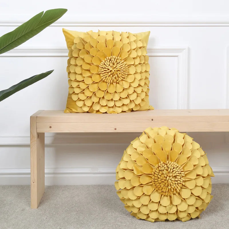 Florales Kissenbezug aus Samt – Handgemachtes 3D Design – Sofa/Bett