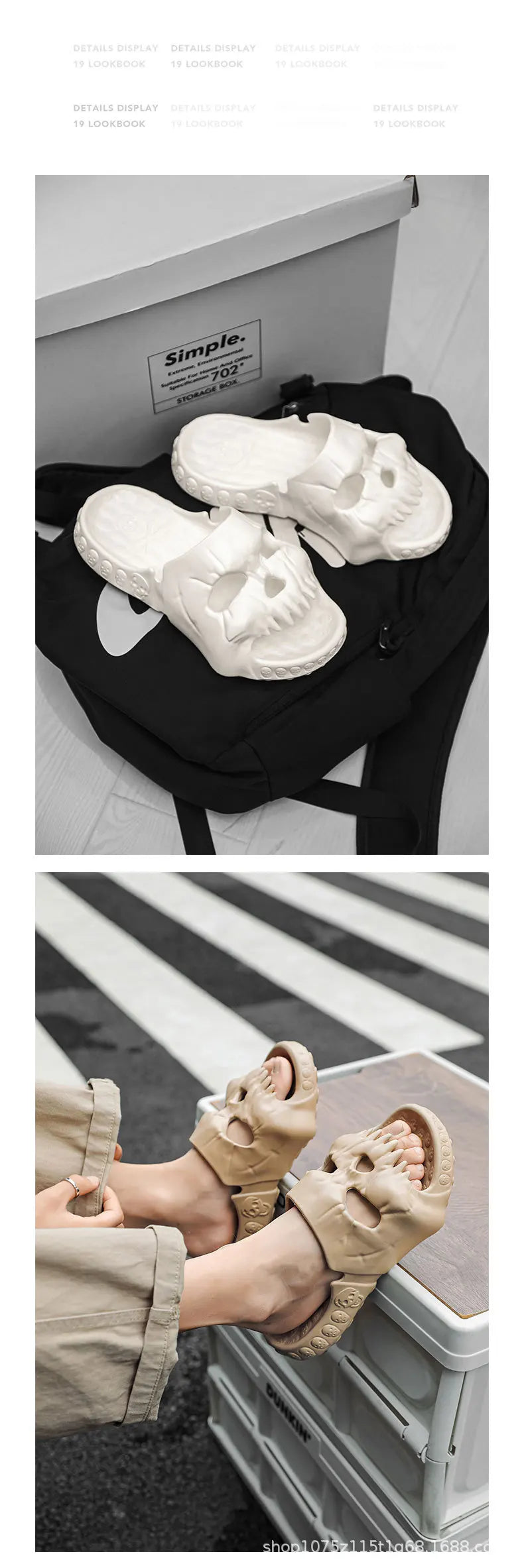 Halloween Totenkopf Slipper – EVA Komfort, Innen/Strand