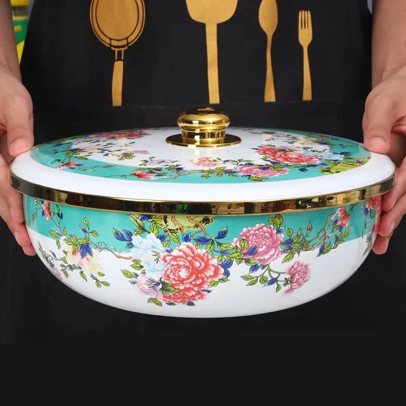 Nordische Emaille-Schüssel – Retro Design, grosse Kapazität