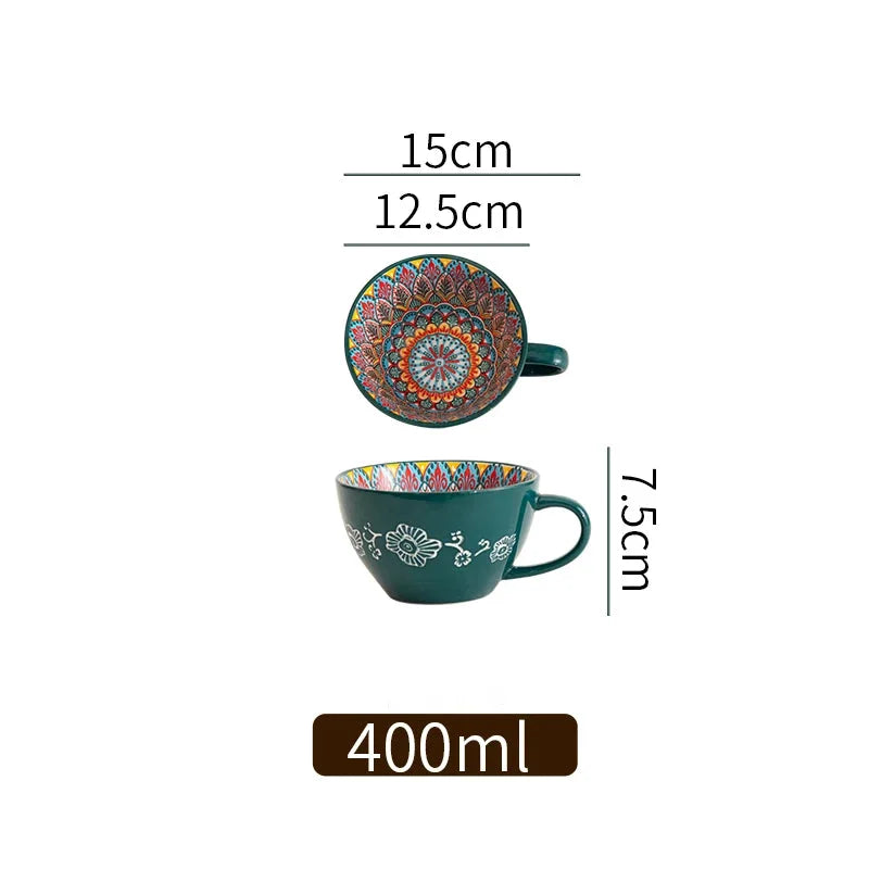 Keramik Frühstücksbecher – Boho – Grosse Kapazität