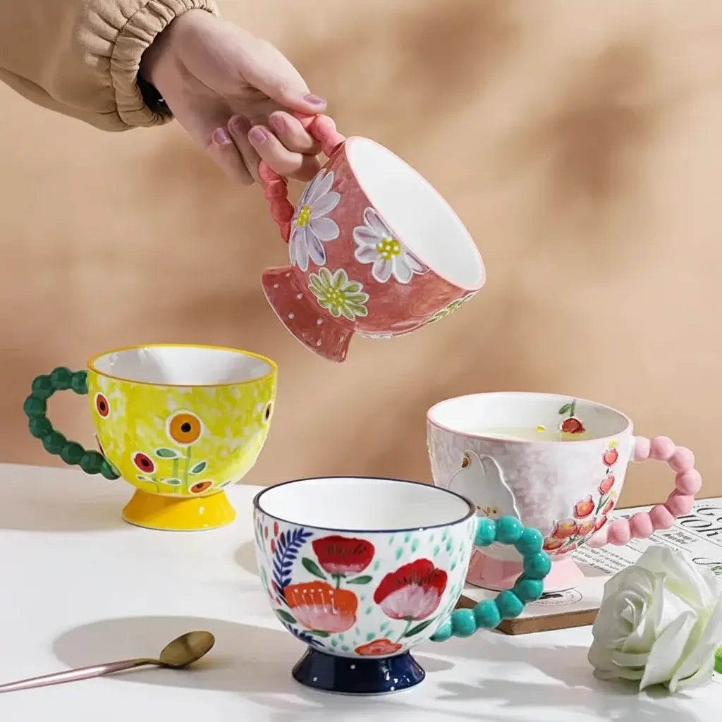 Handbemalte Keramiktassen – Süss & Grosse Kapazität