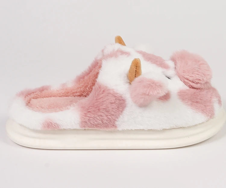 Cartoon-Kuh Pantoffeln – Plüschiger Innenkomfort