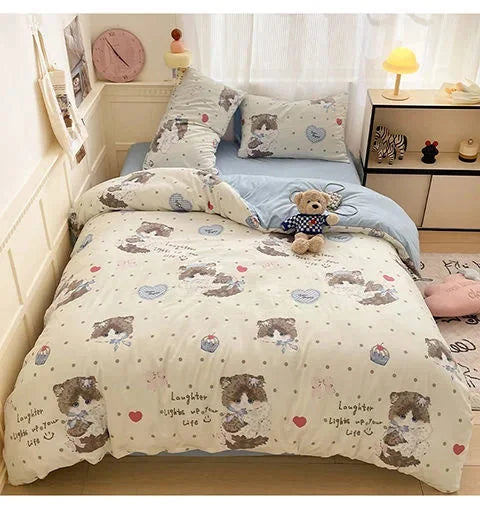 Blumen Bettwäsche Set – Cartoon Stil – Universalgrösse