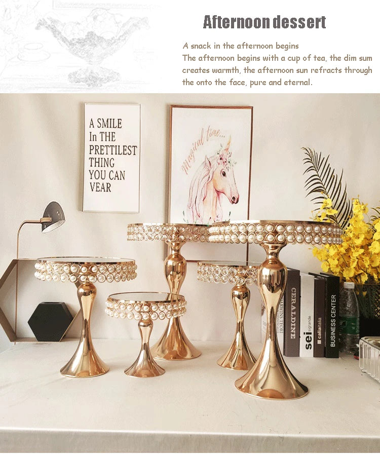 Hochzeits-Kuchenständer – Gold/Silber Metall – H20-39cm