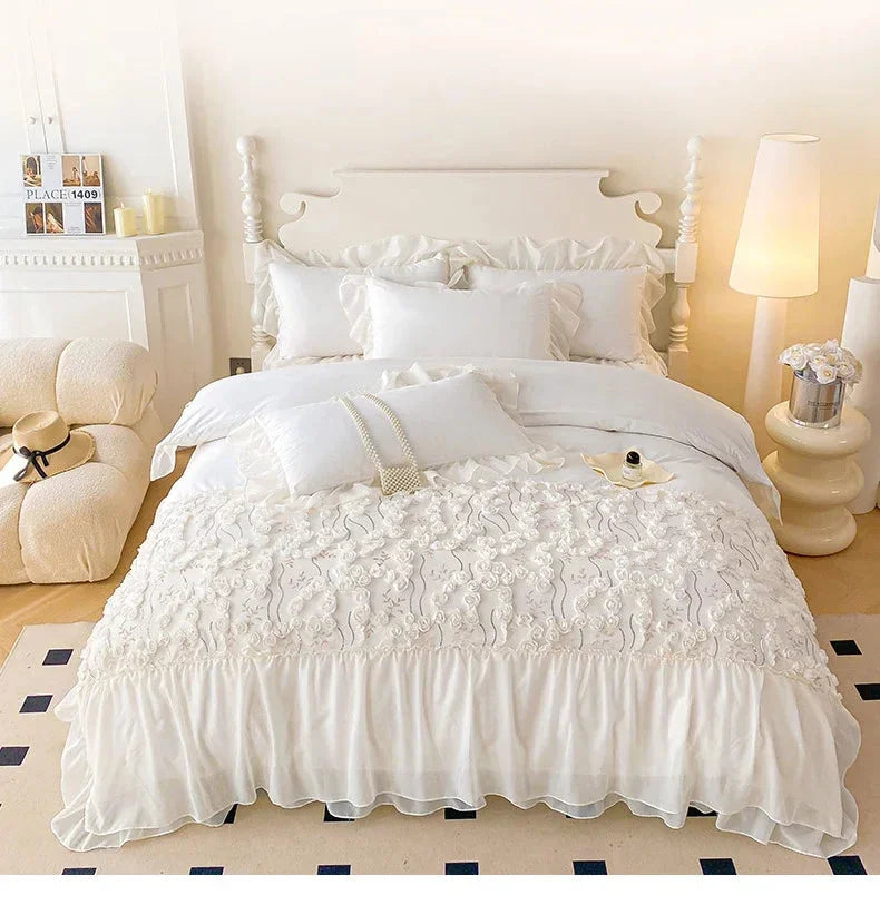 Bettwäsche-Set für Mädchen – Prinzessinnenstil mit Spitze – Verschiedene Grössen