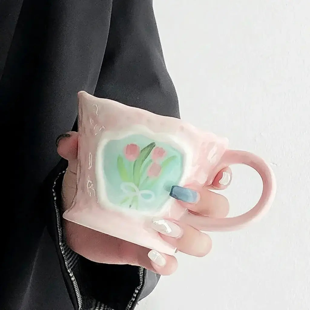 Keramikbecher – Retro Handbemaltes Design 9.5x7.5cm