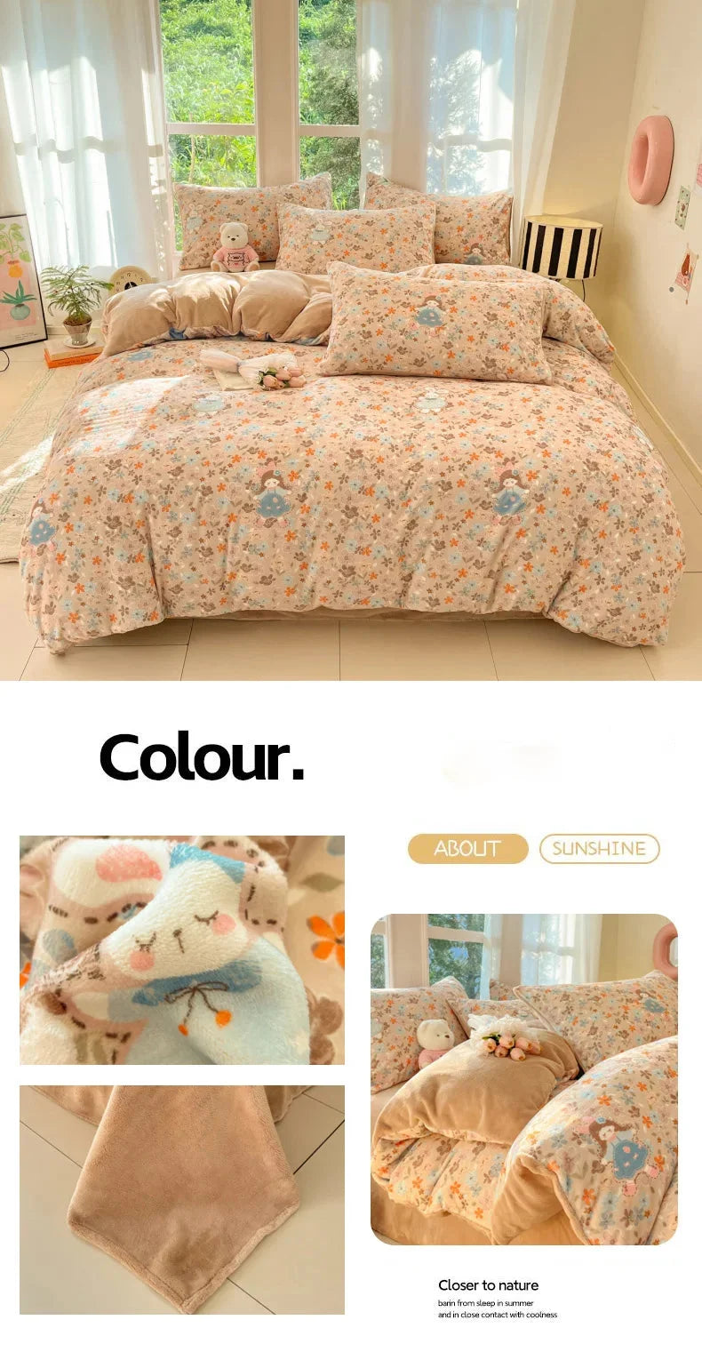 Polyester Fleece-Bettbezug mit modernem Muster in mehrfarbiger Variante