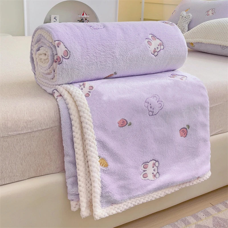 Pfirsich Fleece Decke - Süsses Fruchtdesign - Verschiedene Grössen