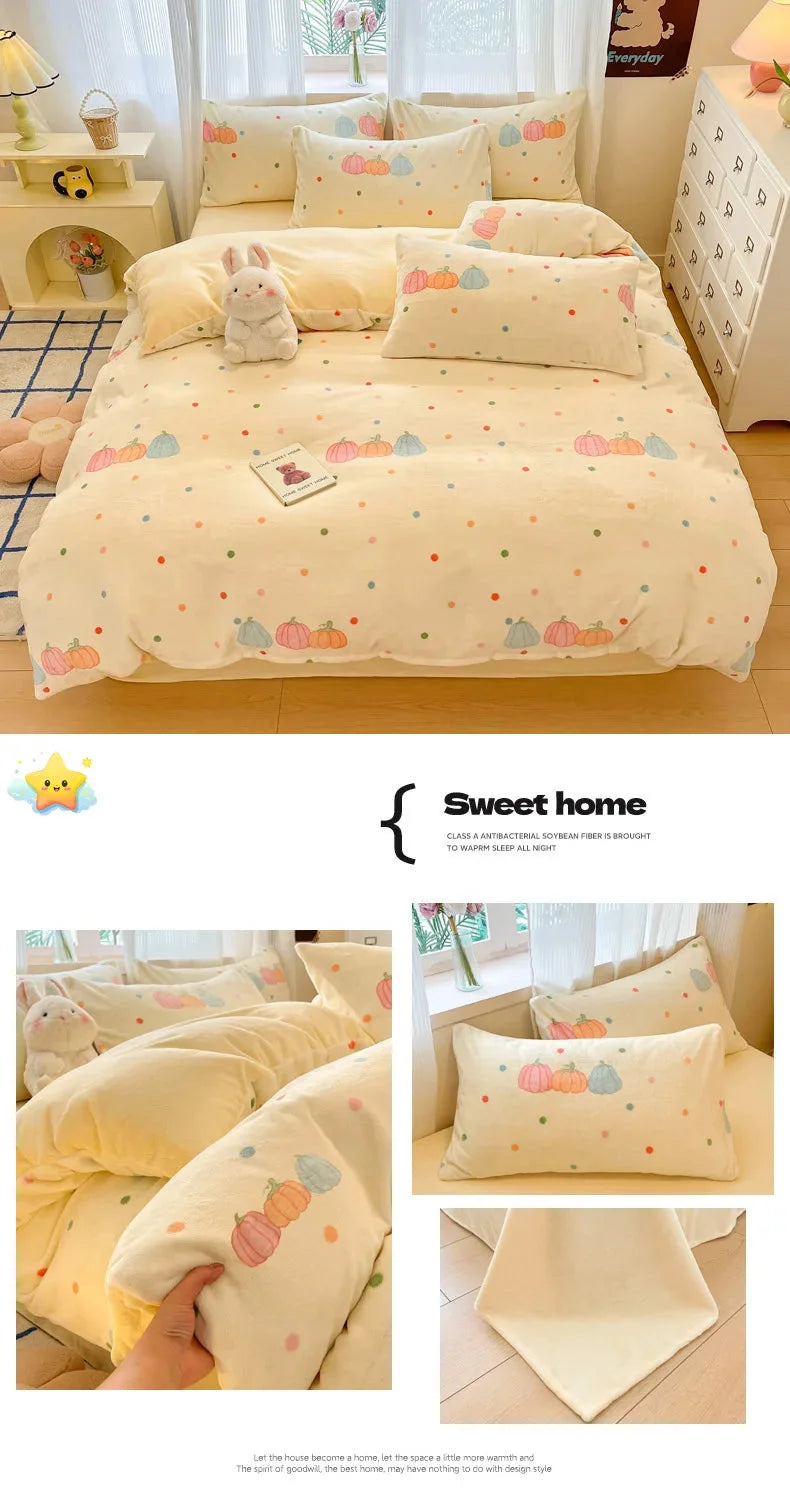 Moderner gepunkteter Fleece-Bettbezug aus Polyester, Farbe: mehrfarbig, Grösse: 200x230 cm