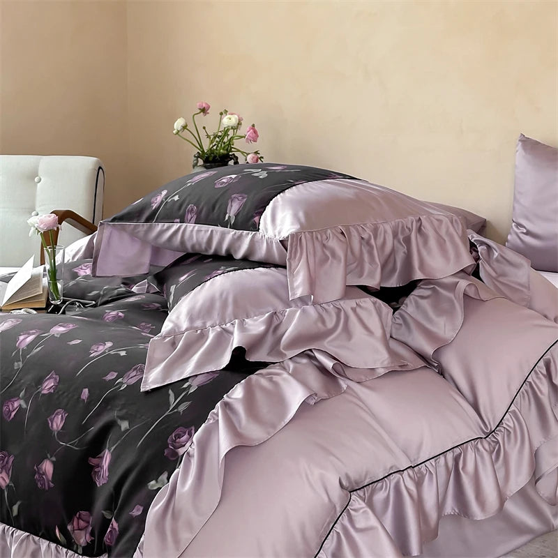 Vintage Rosenprint Bettwäsche-Set aus Baumwolle in Stil 1, Grösse: King 220x240 cm