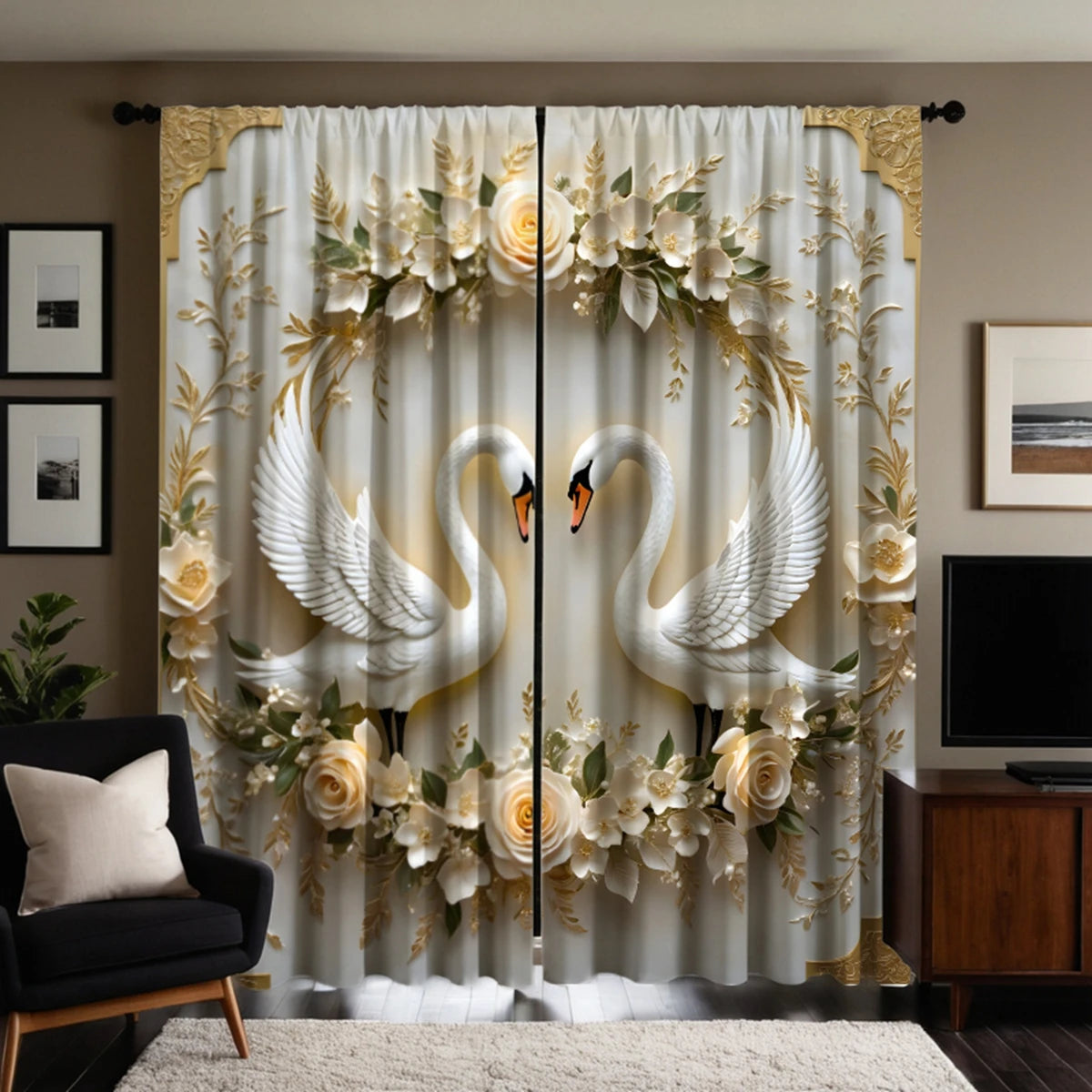 HD Digital Blumen Vorhang – Pastoral Poly – 132x160cm