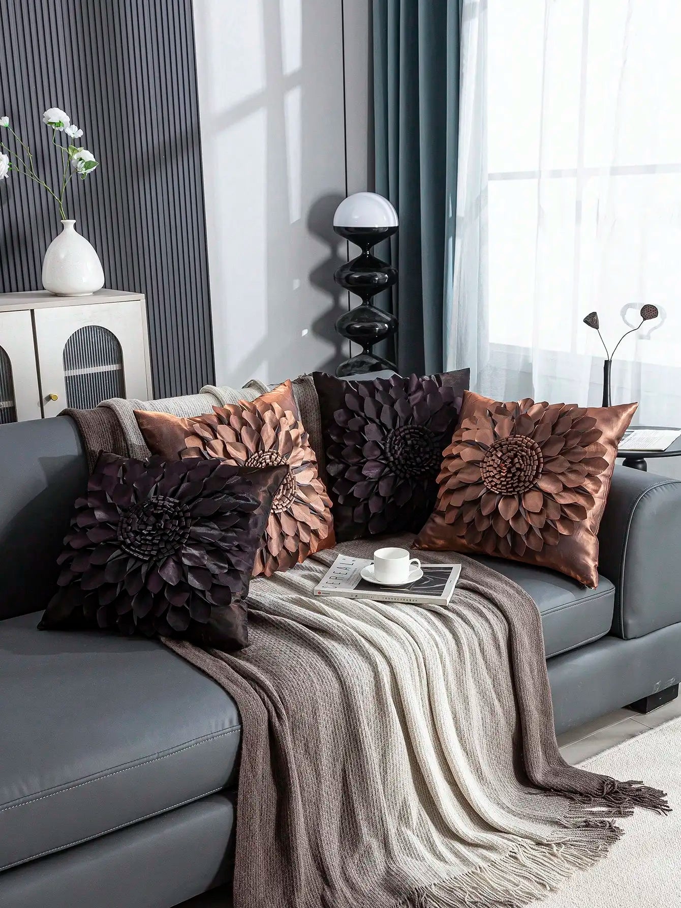 Chrysanthemen-Kissenbezüge – 3D-Blumendesign – 45x45cm