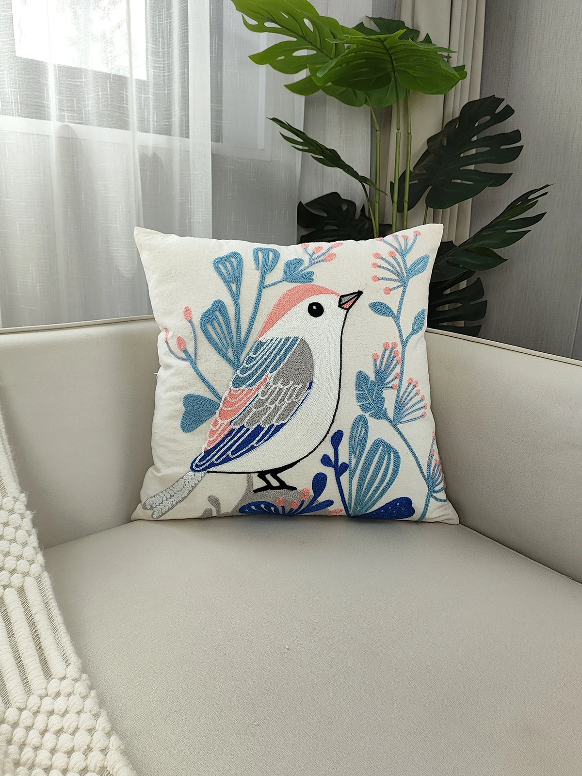 Blumenstickerei Kissenbezug - Luxus Design - 45x45 cm