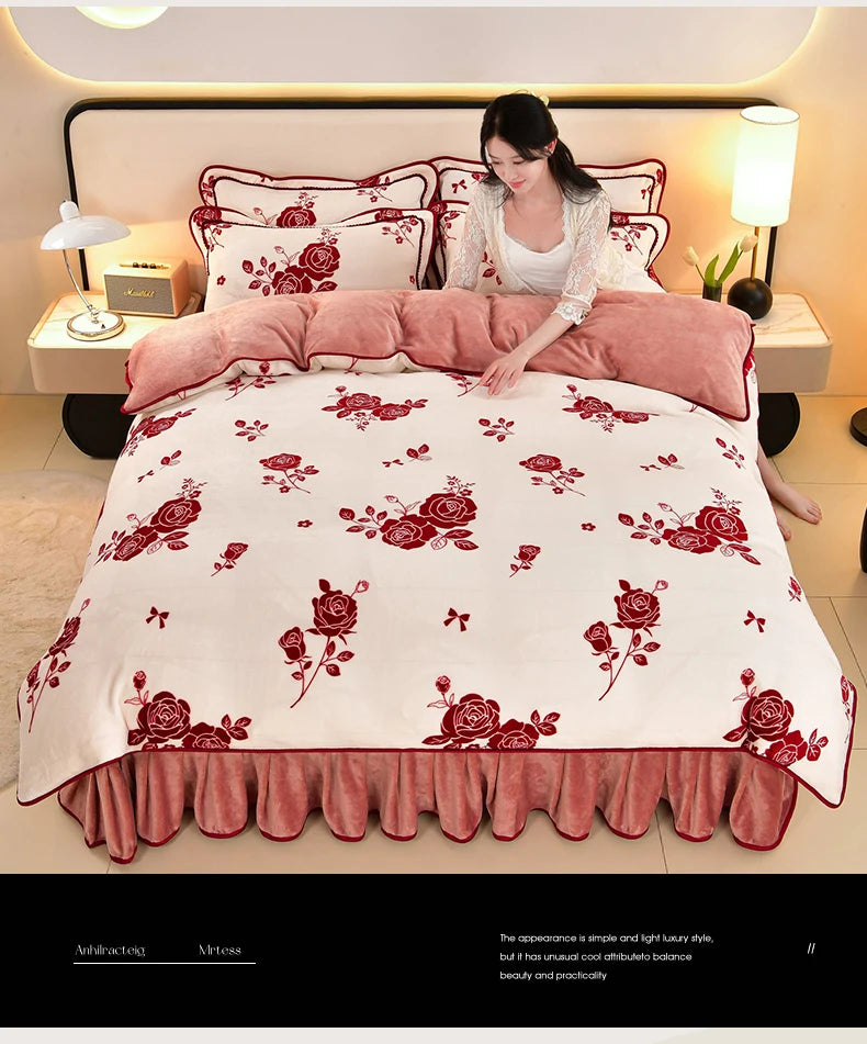 Luxus Fleece Bettwäsche in Champagner Grau, Grösse: Queen 200x230 cm