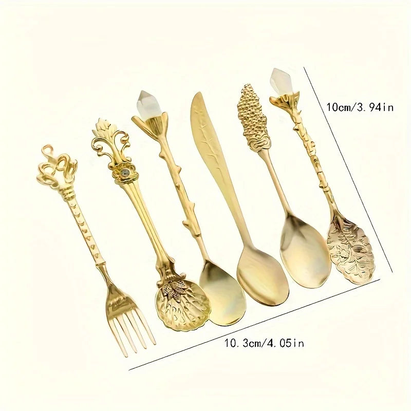 Goldene Vintage-Löffel – Royal Design 6-teilig