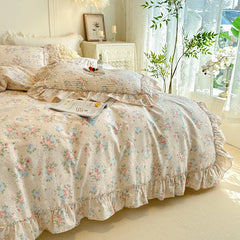 Baumwoll-Bettdecken-Set – Romantisches Spitzen-Design – Doppelbett