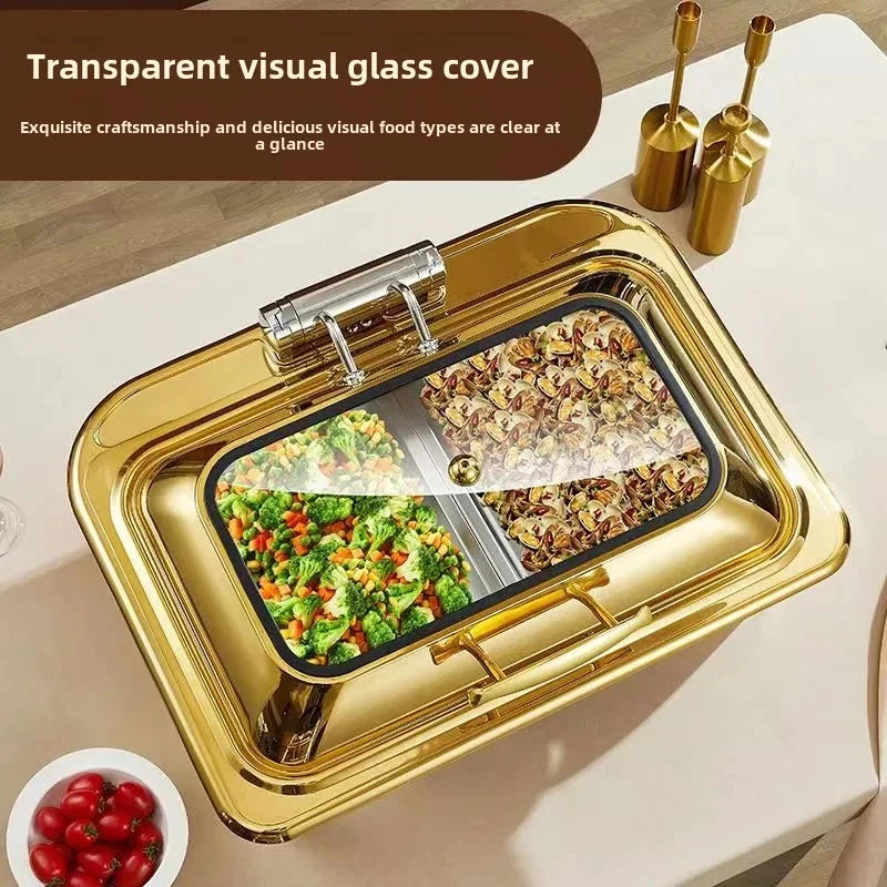 Luxus Speisenwärmer – Gold Edelstahl – 9L Fassungsvermögen