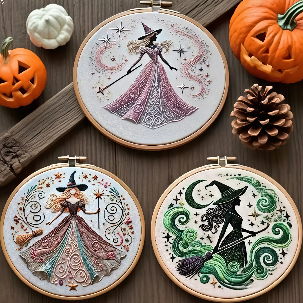 Halloween Stickerei - Baumwoll Hexendesign Kit