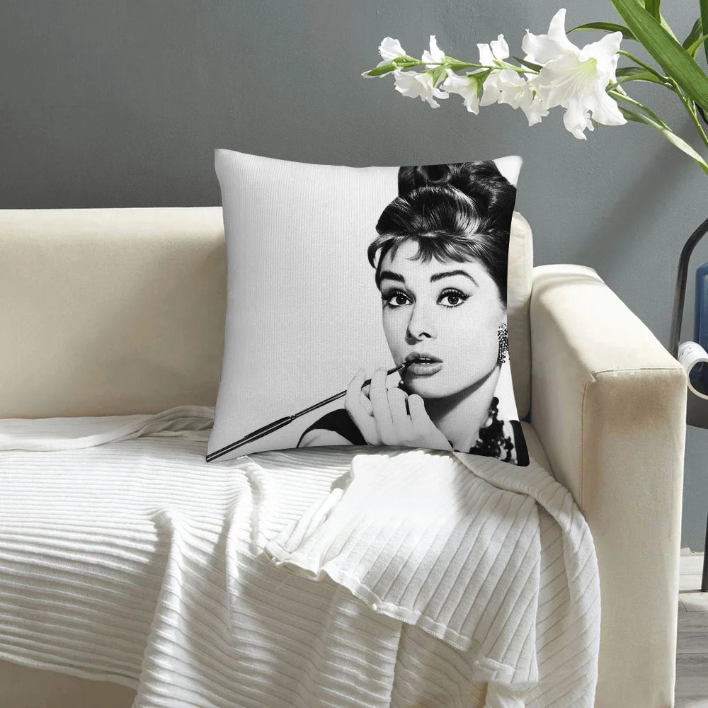 Audrey Hepburn Kissenbezug – Plüsch Polyester – 45x45cm