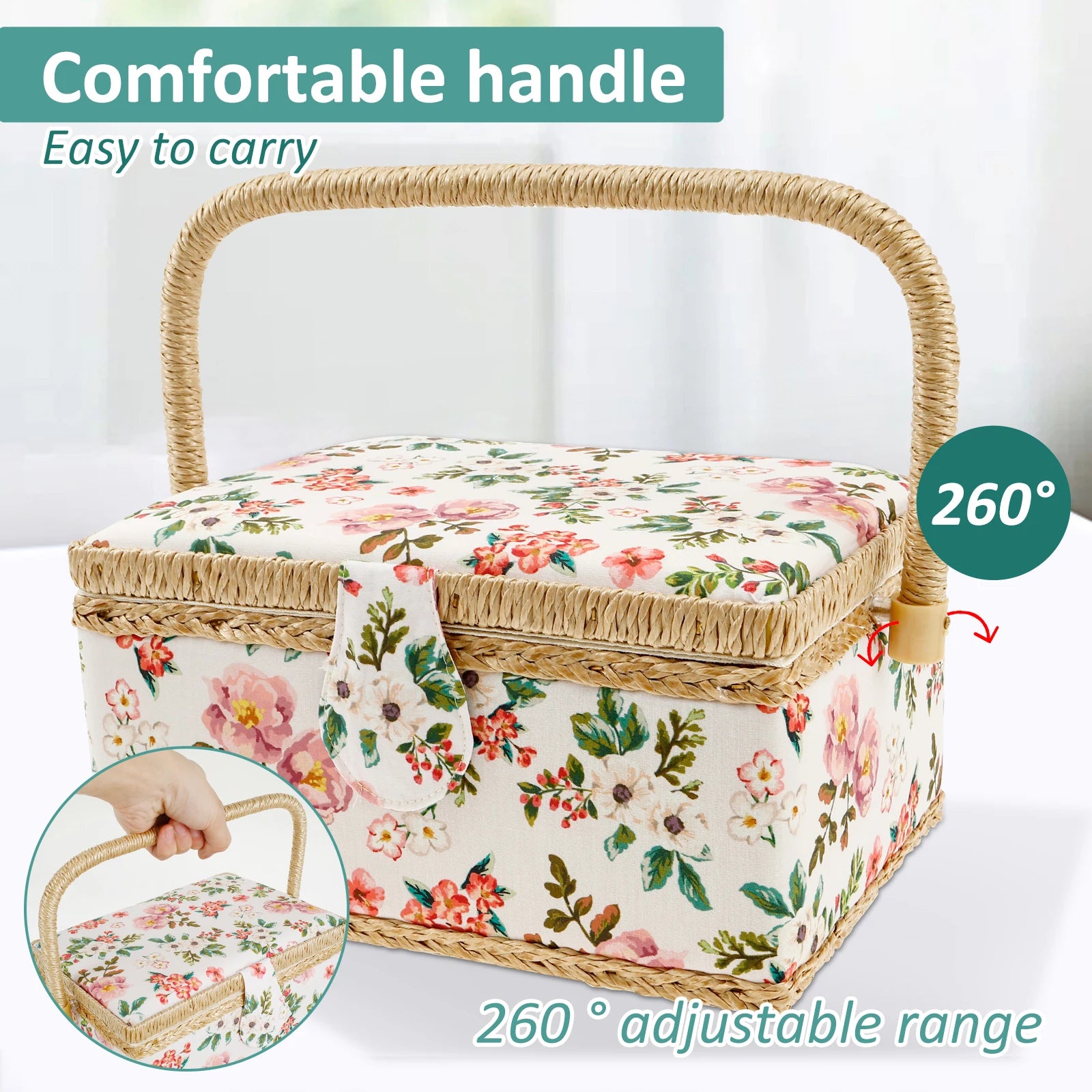 Nähwerkzeug-Korb – Vintage Design – 24x17.5x13 cm