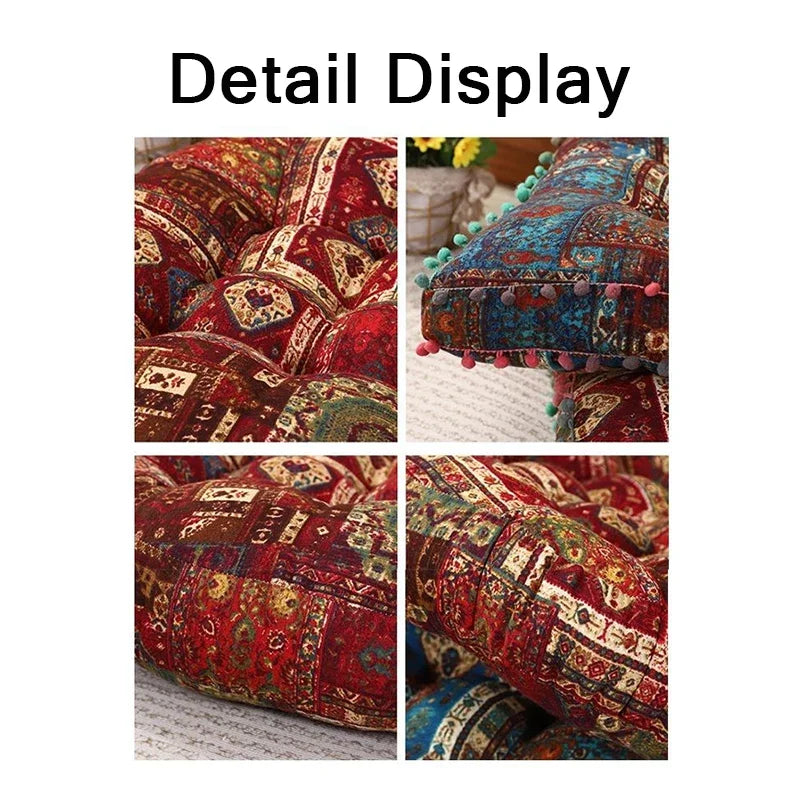 Boho Tatami Sitzkissen – Florales Design 40x40cm