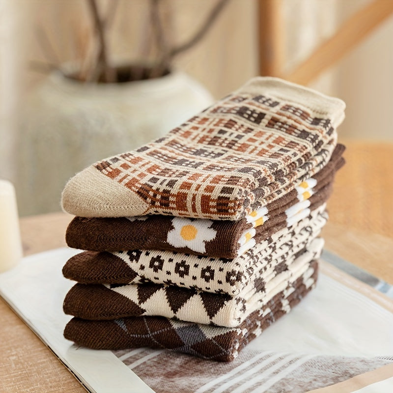 Damen Crew Socken – Baumwolle Argyle Packung 5