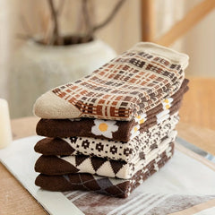 Damen Crew Socken – Baumwolle Argyle Packung 5