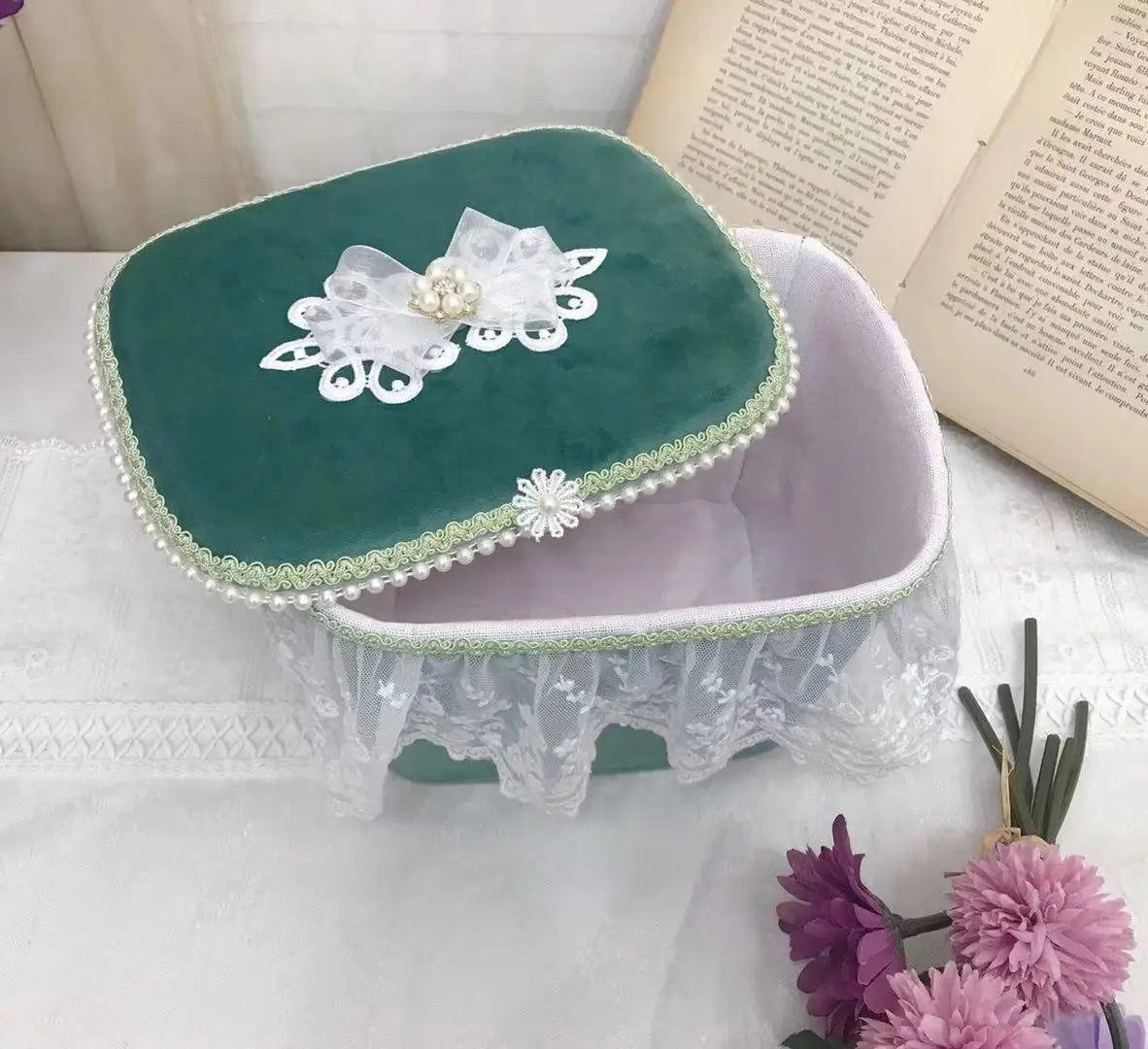 Grosser Aufbewahrungskorb – Rosa Spitzen Design – Mädchenzimmer