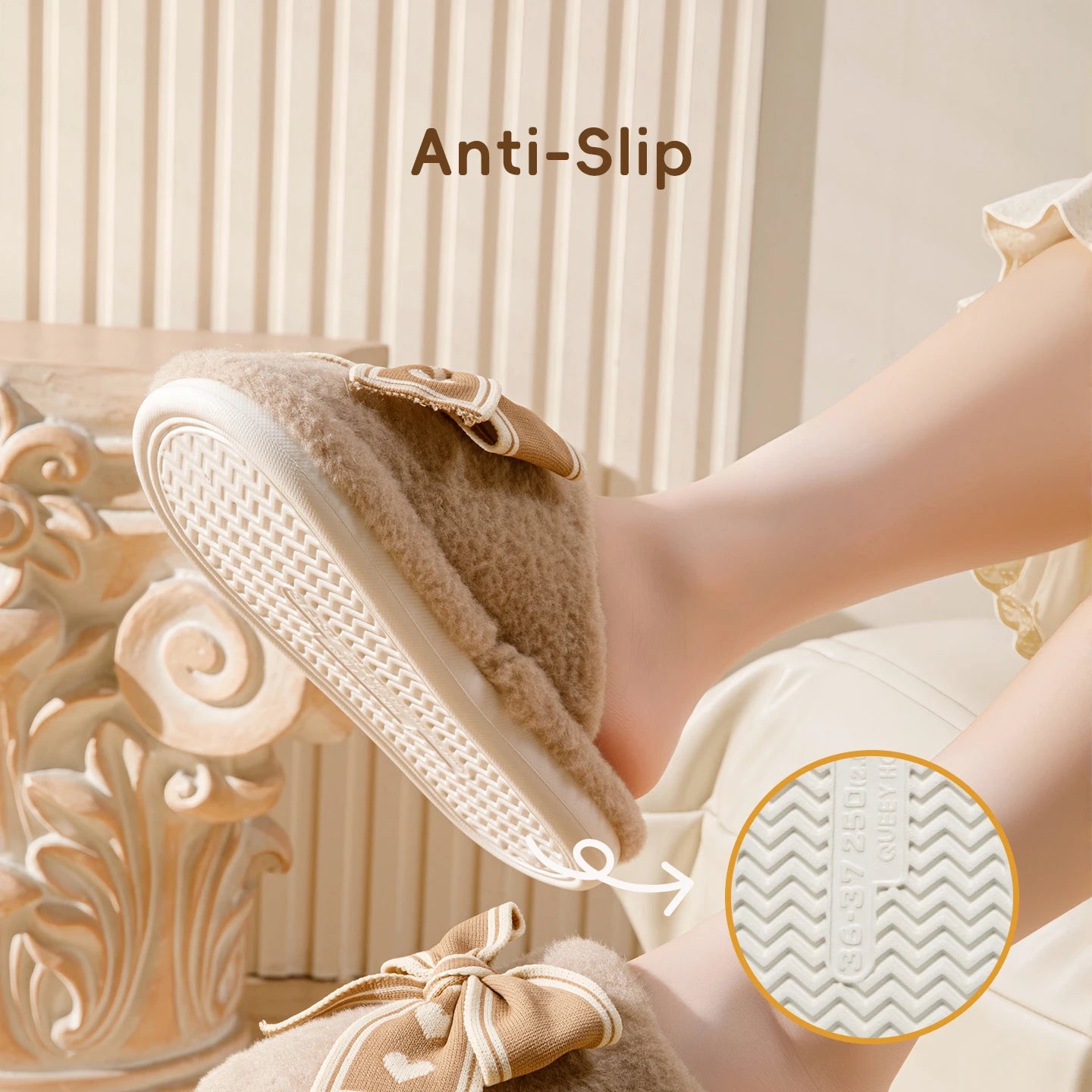 Damen Baumwoll Hausschuhe – Plüsch Komfort – Winter Innen